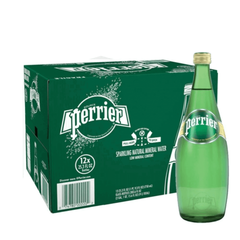 Perrier Sparkling Natural Mineral Water Bottle, 750 ml [ 750 ml x 12 Bottles ]