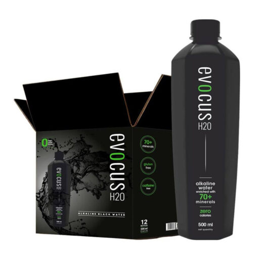 Evocus H2O India’s First Black Alkaline Water With 70+ Natural Minerals, 8 pH Alkaline Water [ 500ML] 6 Bottles